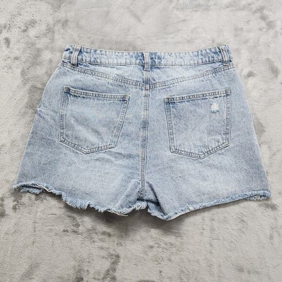 RSQ Shorts Womens 31 Blue Light Wash Distressed Cut Off High Rise Button Fly - Picture 2 of 11